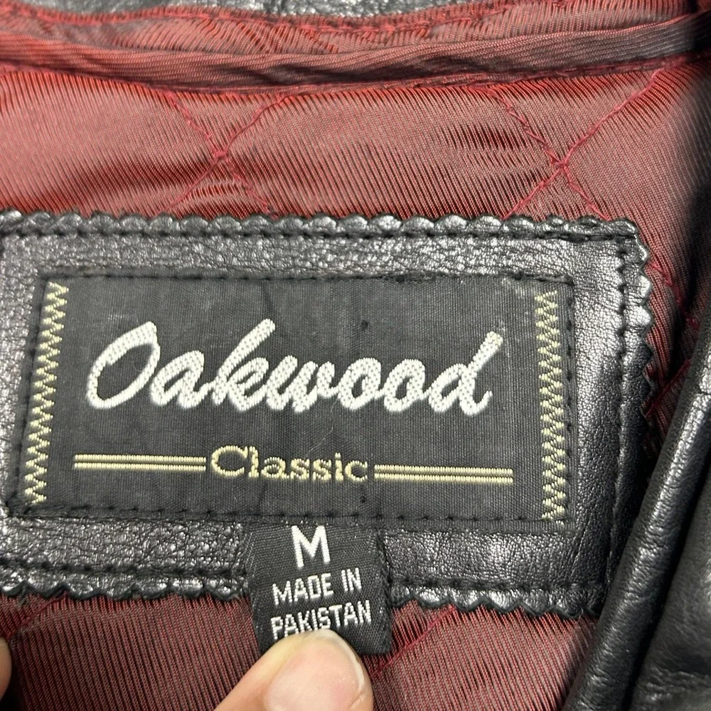 Oakwood Leather Jacket Mens M Black Good Thinsulate Insulated Quilted Lining